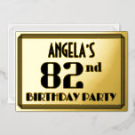 [ Thumbnail: 82nd Birthday Party: Art Deco Look “82” and Name Invitation ]