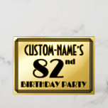 [ Thumbnail: 82nd Birthday Party — Art Deco Look “82” + Name Invitation ]