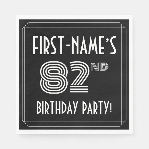 82nd Birthday Party Art Deco Style  Custom Name Napkins