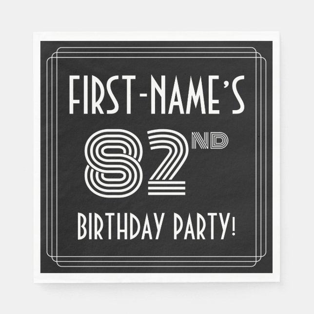 82nd Birthday Party: Art Deco Style + Custom Name Napkins (Front)
