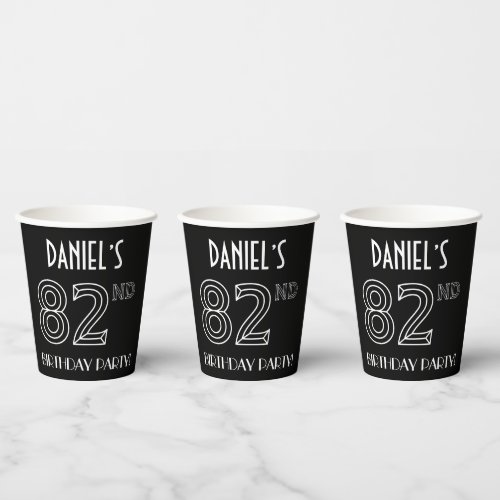 82nd Birthday Party Art Deco Style  Custom Name Paper Cups
