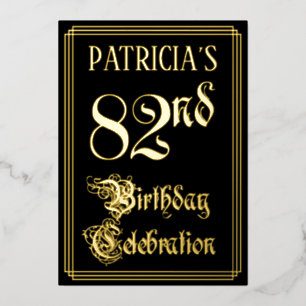 82nd Birthday Party — Fancy Script & Custom Name Foil Invitation