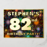 [ Thumbnail: 82nd Birthday Party — Fun, Colorful Fireworks Look Invitation ]
