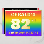 [ Thumbnail: 82nd Birthday Party: Fun, Colorful Rainbow Pattern Invitation ]