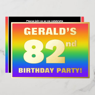 82nd Birthday Party: Fun, Colorful Rainbow Pattern Foil Invitation