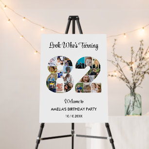 82nd Birthday Party Number 82 Photo Collage Foam Board