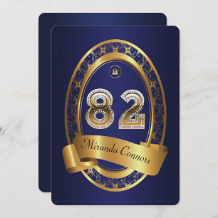 82nd,birthday party woman man,elegant color invitation