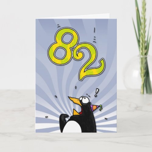 82nd Birthday Penguin Surprise Card