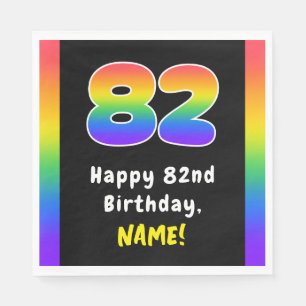 82nd Birthday: Rainbow Spectrum # 82, Custom Name Napkins