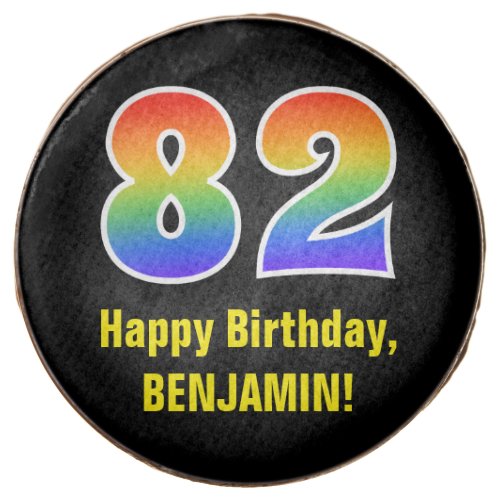 82nd Birthday _ Rainbow Spectrum Pattern Number 82 Chocolate Covered Oreo