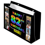 [ Thumbnail: 82nd Birthday: Rainbow Text, Custom Photos & Name Gift Bag ]