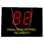 [ Thumbnail: 82nd Birthday: Red Digital Clock Style "82" + Name Gift Bag ]