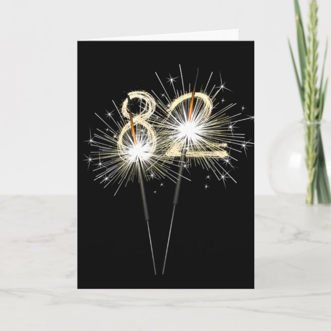 82nd Birthday Sparklers on Black Card (Front)