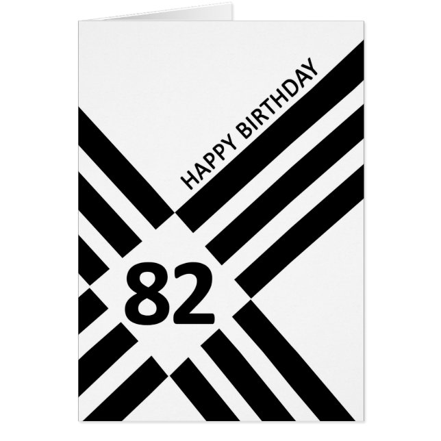 82nd Diagonal Black Line Design Birthday Cards (Front)