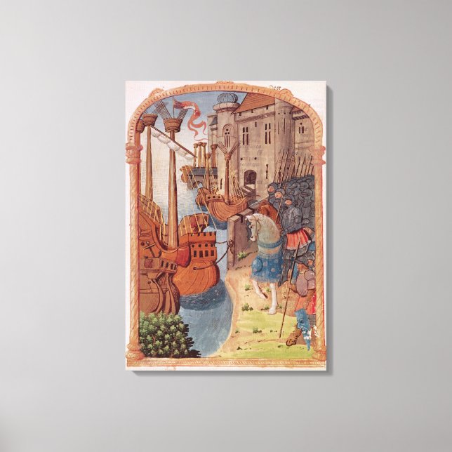 8378 Velin 745 f.1 Knights on horseback, c.1350's Canvas Print (Front)