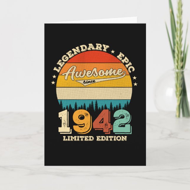 83 Year Old 1942 Retro Awesome 83rd Birthday Gift Card (Front)