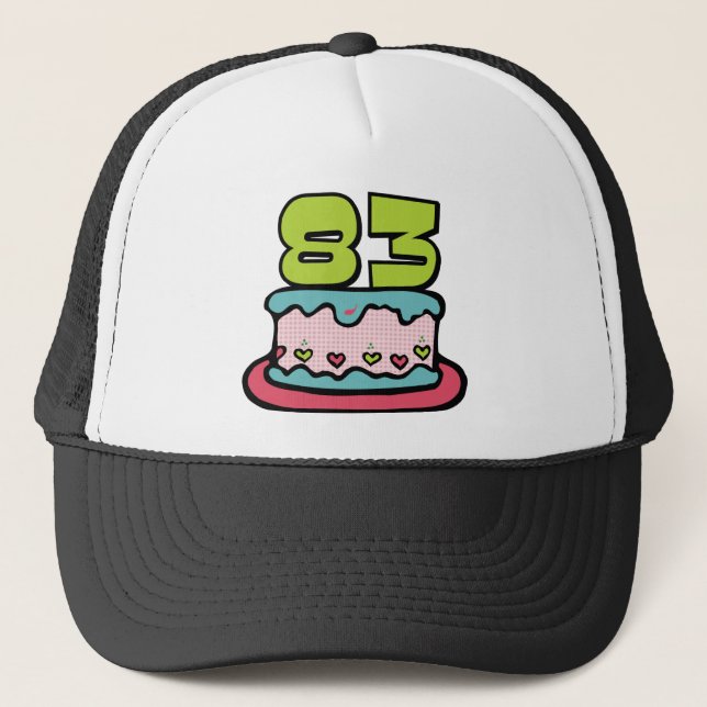 83 Year Old Birthday Cake Trucker Hat (Front)