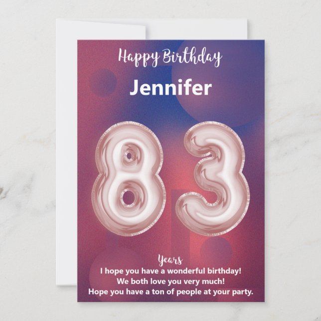 83-Year-Old Happy Birthday Card – Elegant (Front)