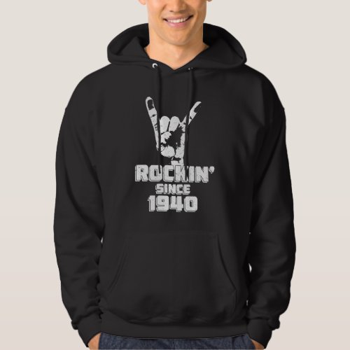 83 Years Old Rockin Since 1940 Vintage Rock On Ha Hoodie