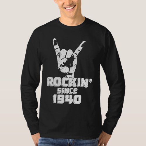83 Years Old Rockin Since 1940 Vintage Rock On Ha T_Shirt