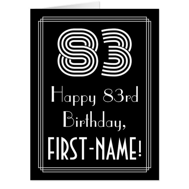 83rd Birthday — Art Deco Inspired Look “83” + Name Card (Front)