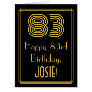 83rd Birthday: Art Deco Inspired Look “83” + Name Card