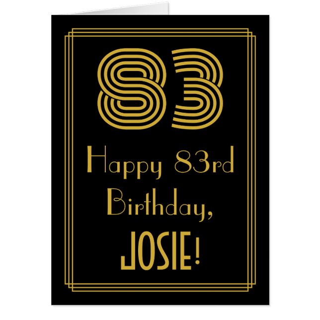 83rd Birthday: Art Deco Inspired Look “83” + Name Card (Front)