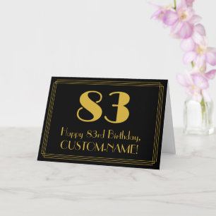 83rd Birthday: Art Deco Inspired Look "83" + Name Card