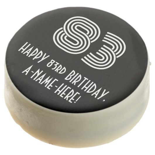 83rd Birthday - Art Deco Inspired Look "83", Name Chocolate Covered Oreo (Angled)