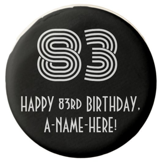 83rd Birthday - Art Deco Inspired Look "83", Name Chocolate Covered Oreo (Front)