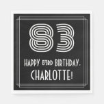 [ Thumbnail: 83rd Birthday: Art Deco Inspired Look "83" + Name Napkins ]
