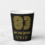 [ Thumbnail: 83rd Birthday: Art Deco Inspired Look “83” & Name Paper Cups ]