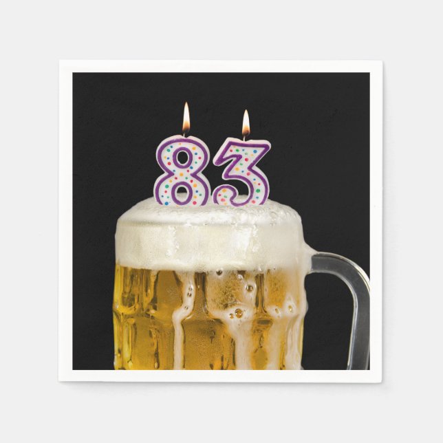83rd Birthday Beer on black Napkins (Front)