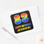 [ Thumbnail: 83rd Birthday: Bold, Fun, Simple, Rainbow 83 Sticker ]