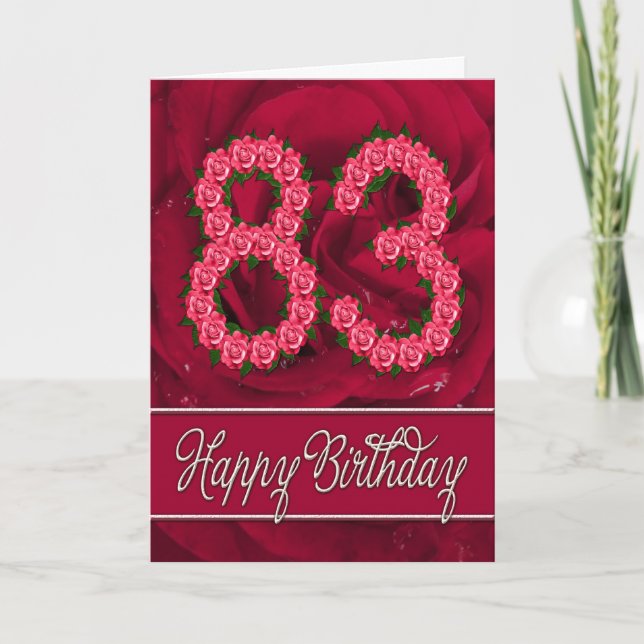 83rd birthday card with roses and leaves (Front)