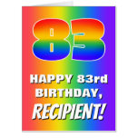 [ Thumbnail: 83rd Birthday: Colorful, Fun Rainbow Pattern # 83 Card ]