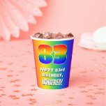 [ Thumbnail: 83rd Birthday: Colorful, Fun Rainbow Pattern # 83 Paper Cups ]