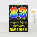 83rd Birthday: Colorful Music Symbols + Rainbow 83 Card | Zazzle