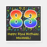 [ Thumbnail: 83rd Birthday - Colorful Music Symbols, Rainbow 83 Napkins ]