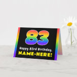 [ Thumbnail: 83rd Birthday: Colorful Rainbow # 83, Custom Name Card ]
