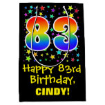 [ Thumbnail: 83rd Birthday: Colorful Stars Pattern & Rainbow 83 Gift Bag ]