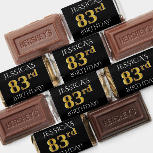 83rd Birthday — Elegant, Faux Gold Look 83 + Name Hershey's Miniatures