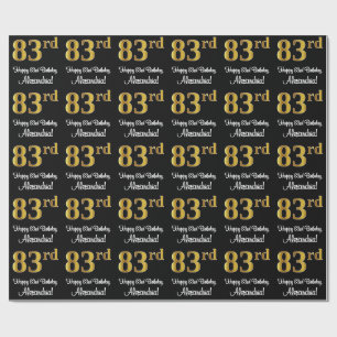 83rd Birthday: Elegant Luxurious Faux Gold Look # Wrapping Paper