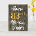 [ Thumbnail: 83rd Birthday: Faux Gold Look + Faux Wood Pattern Card ]