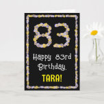 [ Thumbnail: 83rd Birthday: Floral Flowers Number, Custom Name Card ]