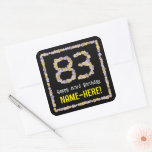 [ Thumbnail: 83rd Birthday: Floral Flowers Number, Custom Name Sticker ]