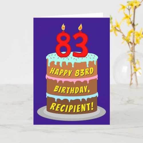 83rd Birthday Fun Cake and Candles  Custom Name Card