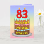 [ Thumbnail: 83rd Birthday — Fun Cake & Candles, W/ Custom Name Card ]