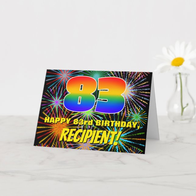 83rd Birthday: Fun, Colorful Celebratory Fireworks Card (Small Plant)