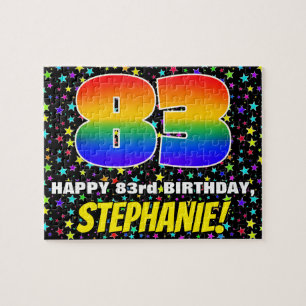 83rd Birthday — Fun, Colorful Star Field Pattern Jigsaw Puzzle